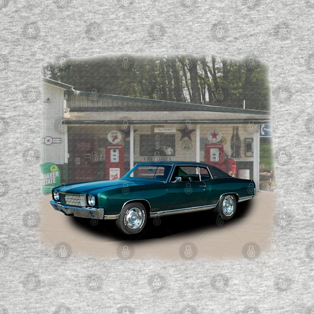 1970 Monte Carlo in our filling station series on back by Permages LLC